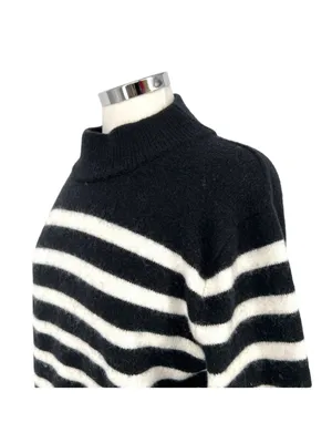 J.Crew Striped Supersoft Sweater Textured Black White Quiet Luxury Size XS thumbnail 4