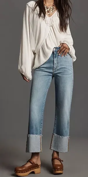 Anthropologie Pilcro Women’s Scotty High Rise Cuffed Straight Leg Jeans 26 Tall thumbnail 1