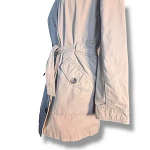 Gap‎ Beige Cotton Hooded Trench Coat Utility Jacket Women Small Lightweight thumbnail 6