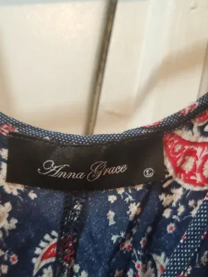 Anna Grace Navy Mini Dress with Red Paisley Print thumbnail 2