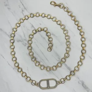 Gold Tone Open Hoop Metal Chain Link Belt Decorative O Ring One Size ✨ thumbnail 1
