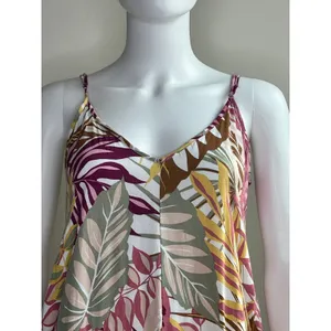 Lush Clothing Tropical Palm Leaf Print Maxi Dress Pink Yellow Small thumbnail 3
