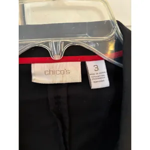 Chicos Black Ruched 3/4 Sleeve Single‎ Button Blazer Jacket Size 3 Large XL thumbnail 2