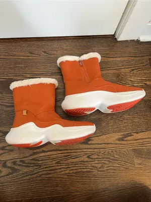 UIN Women's Orange Suede Faux-Fur Winter Zip Boots size 7.5 thumbnail 2