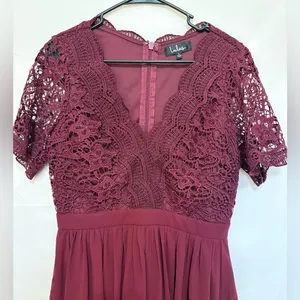 Lulus Angel in Disguise Burgundy Lace Skater Dress Size‎ Large thumbnail 3