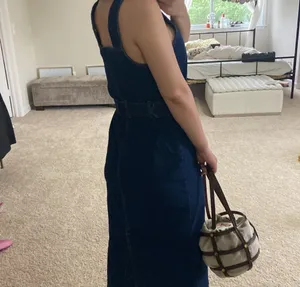 H&M dark denim midi dress. S thumbnail 10