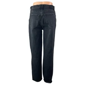 Abercrombie & Fitch 90's Straight Black High Rise Distressed Denim Jeans Size 28 thumbnail 4
