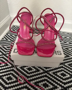 Dream Paris Pink Sparkly Lace up Heels thumbnail 1