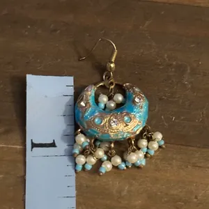 Meenakari Chandbali India hoop dangle earrings thumbnail 4