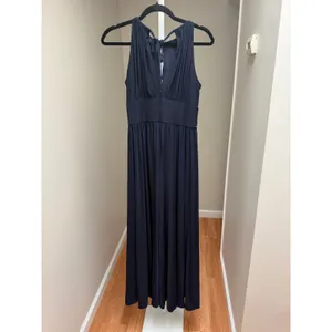 NEW R&M Richards 1289 Maxi Dress Navy Beaded Waist Formal Womens Size 8 thumbnail 7