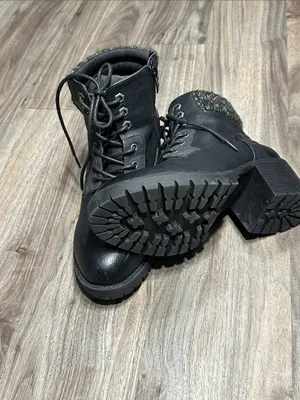 torrid Black Lace-Up Heeled Combat Boots thumbnail 10