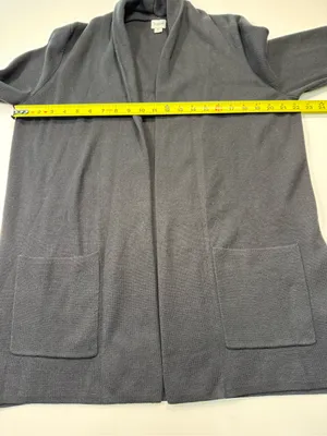 J. Crew 100% Cotton Black Open-Front Knit Cardigan thumbnail 4