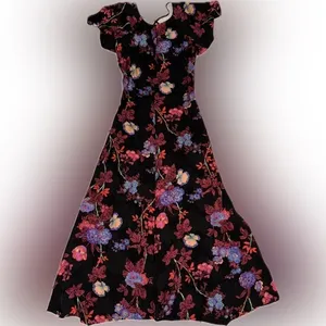 NWOT REISS Leni Floral Flutter Sleeve Midi Dress Black Size 2 thumbnail 7