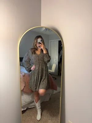 A New Day leopard print long sleeve babydoll dress (Target) thumbnail 4