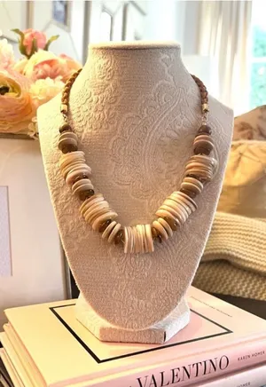 NWOT Free People Isabella Bohemian Natural Wood Necklace thumbnail 1