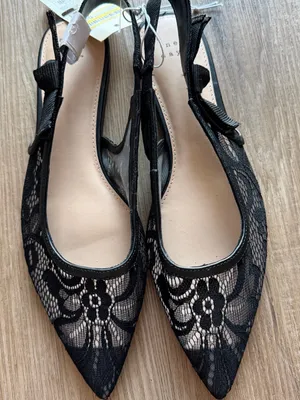 a new day Black‎ Lace Pointed Slingback Flats thumbnail 2