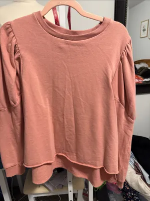 Who What Wear Dusty Rose Puff-Sleeve Pullover thumbnail 1