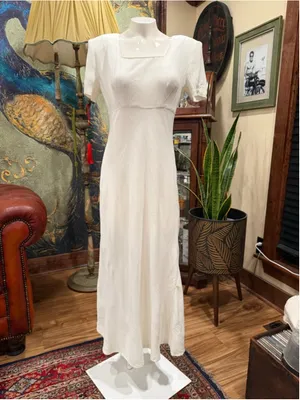 VTG Jay Jacobs Cream Maxi Dress 7/8 Textured Crinkle Minimalist Wedding Bridal thumbnail 4