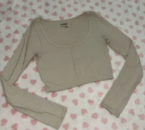 Garage ribbed cropped long sleeve scoop neck Size Xsmall thumbnail 1