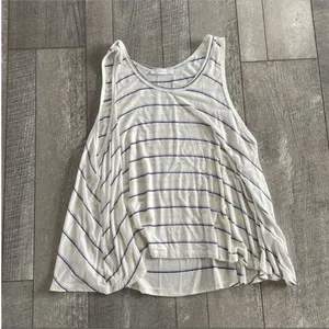 Urban Outfitters Size Medium White and Blue Flowy Striped Tank Top thumbnail 5