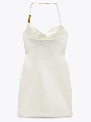 NWOT Zara Halterneck Bead Mini Dress Small thumbnail 2