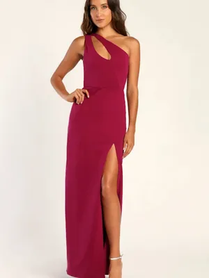 Lulus Magenta One-Shoulder Cutout Maxi Dress Size S NWT thumbnail 3