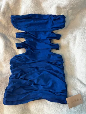 SheIn Blue Strapless Bodycon Dress thumbnail 3
