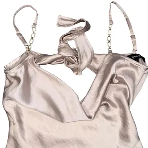 Speechless Satin Mini Dress Womens XXS Champagne Rhinestone Strap Open Back thumbnail 8