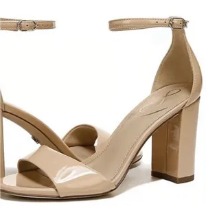 SAM EDELMAN Yaro Block Heel Sandal in Beige Patent Leather Size 9 thumbnail 10