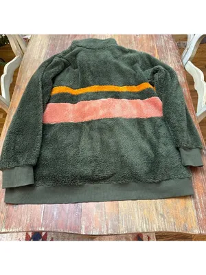 Evy's Tree Hadley Green Striped Plush Jacket 2X thumbnail 10