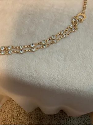Gold Crystal Double-Row Necklace Chain - Women Jewelry thumbnail 4