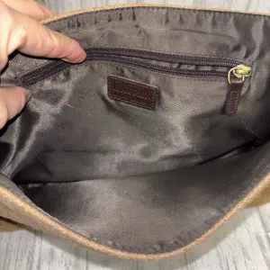 Womens Lauren By Ralph Lauren Vintage Leather Wool Messenger Bag thumbnail 7