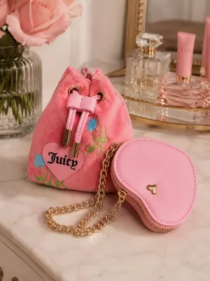Juicy Couture Cherry Micro Bag Heart Coin Purse Charm Set Pink NWT thumbnail 3