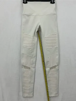 ALO Yoga White Ribbed Moto Leggings 1056 thumbnail 4
