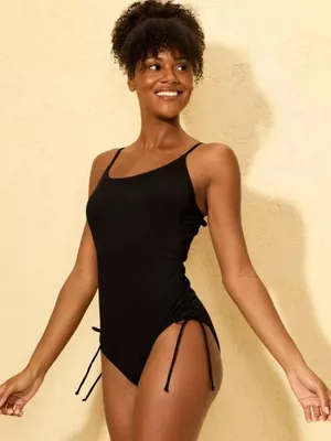NWT Shade & Shore Ribbed Adjustable Medium Coverage One Piece Swimsuit Size XS thumbnail 1