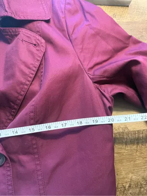 BANANA REPUBLIC Maroon Belted Trench Coat Jacket Size L Large thumbnail 6