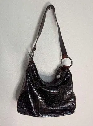 Brighton Handbag Cherie French Burgundy Patent Leather Shoulder Bag Zip thumbnail 1
