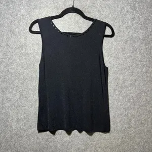 Gardy Black Beaded Scoop Neck Knit Tank Top Shell Sleeveless Stretch Size‎ L thumbnail 6