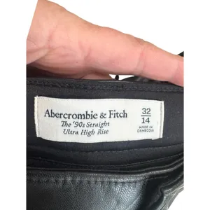 Abercrombie 90s Straight Vegan Leather Pants Womens 32 14 Ultra High Rise Black thumbnail 4