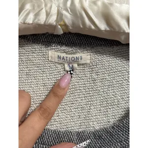 Nation LTD Gray Herringbone Raw Hem Distressed Pullover Sweatshirt Minimalist thumbnail 4