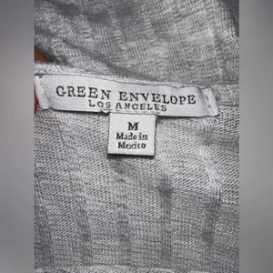 Green Envelope Gray Ribbed Sweater Scoop Neck Size Medium thumbnail 5