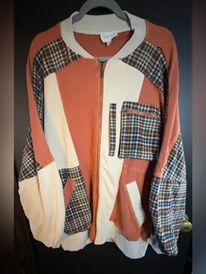 Oli & Hali WASHED COLORBLOCK ZIP FRONT BOMBER TERRY JACKET NWOT thumbnail 4
