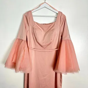 MAC DUGGAL Square Neck Bell Sleeve Column Gown in Rose Size US 8 thumbnail 4