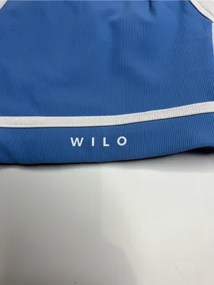 Wilo Blue Crop Top with White Trim size small thumbnail 7