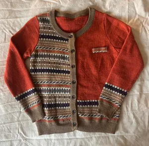 Wool blend cardigan fair isle Orange Size XS thumbnail 1
