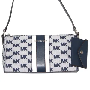 MICHAEL Michael Kors Vincent Med Logo Jacquard Pochette with Card Case Navy NWT thumbnail 2