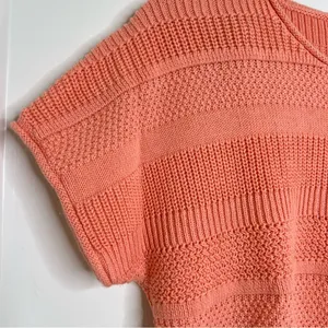 Old Navy Light Orange Knit Sweater Top Women’s Size Small Short Sleeve Spring thumbnail 3
