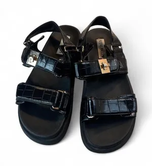 Steve Madden black crocodile textured sandals #stevemadden #crocodile thumbnail 1