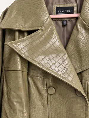 Eloquii Croc Faux Leather Jacket Olive thumbnail 8