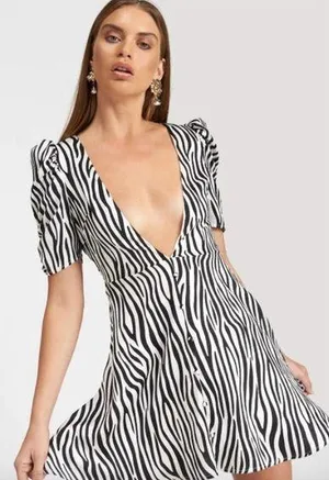LIONESS Ask Anything Zebra Print Mini Dress NWT thumbnail 4